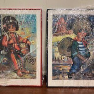 BOGO Like New beautiful hippy girl & Guitarist Boy paintings for Kids' rooms